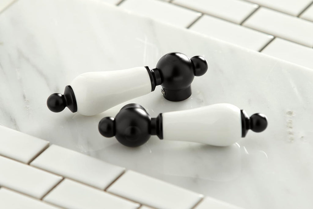 Kingston Brass KB1970PL Kb1970Pl Heritage 8' Widespread Lavatory Faucet With Brass Pop-Up, 6-1/2' In Spout Reach, Matte Black