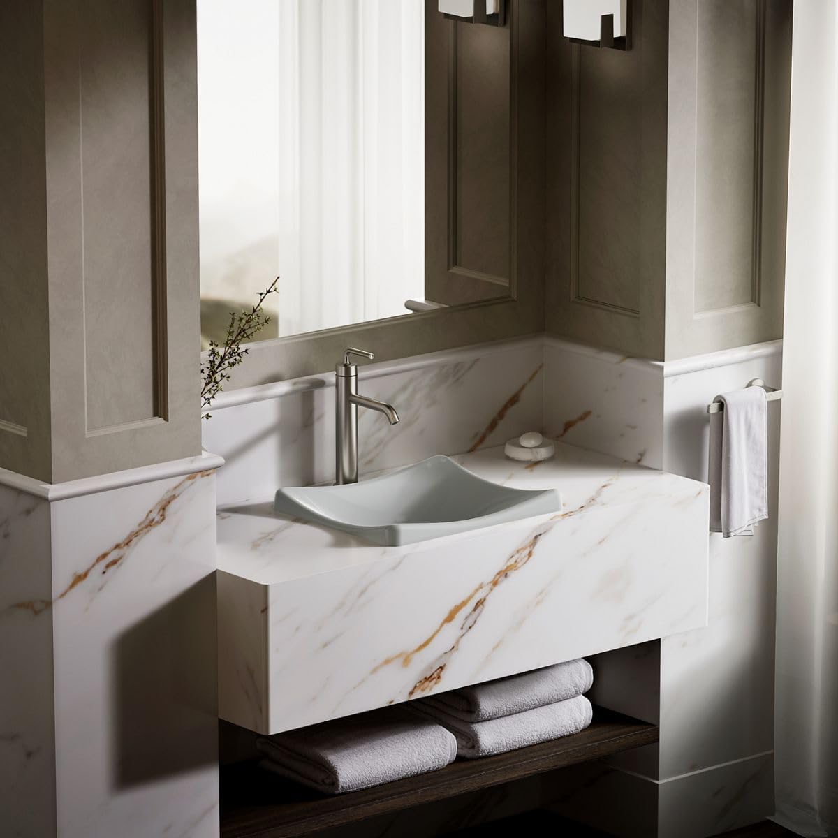 Kohler K-2833-95 DemiLav Rectangular Above-Counter 1 Bowl Bathroom Sink Ice Grey