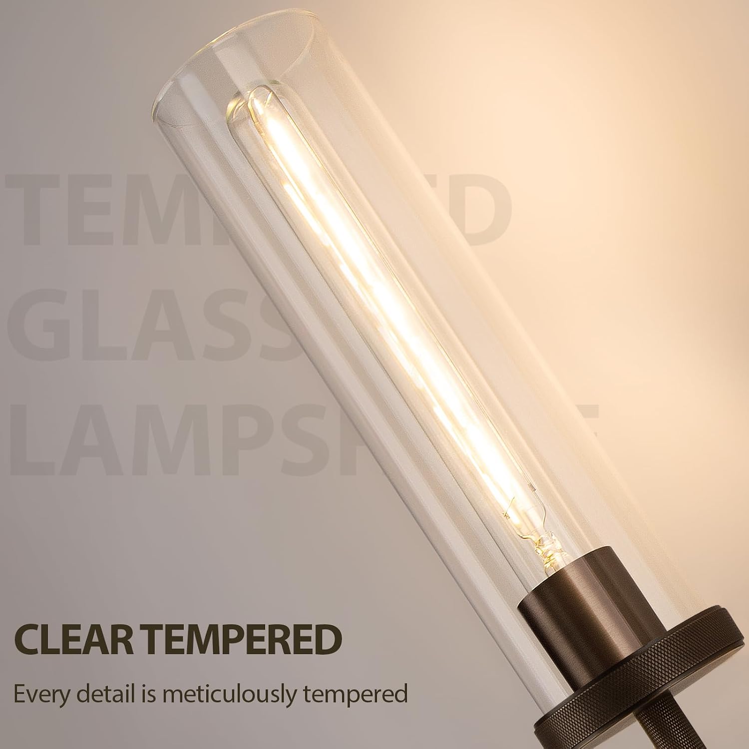 19.5' Knurled Brass Wall Sconce with Clear Glass Tube, Bronze Bathroom Vanity Light Fixtures, Modern Lamp Lighting for Bedroom, Living Room, Hallway, Staircase, Mirror, Kitchen