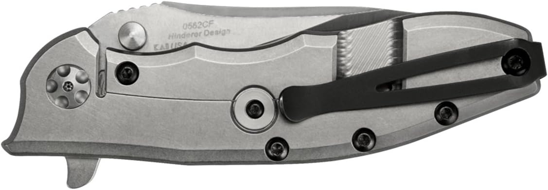 Zero Tolerance 0562CF Hinderer Slicer Folding Knife; 3.5' CPM-20CV Stonewashed and Satin Steel Blade, Carbon Fiber Front Handle, KVT Ball-Bearing Opening, Frame Lock and Reversible Pocketclip; 5.5 OZ…