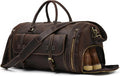 LUUFAN Full-grain Genuine Leather Travel Bag Large Capacity Duffel Luggage Bag with Shoe Compartment, Men Women Shoulder Handbag for Weekend Holiday Business Trip