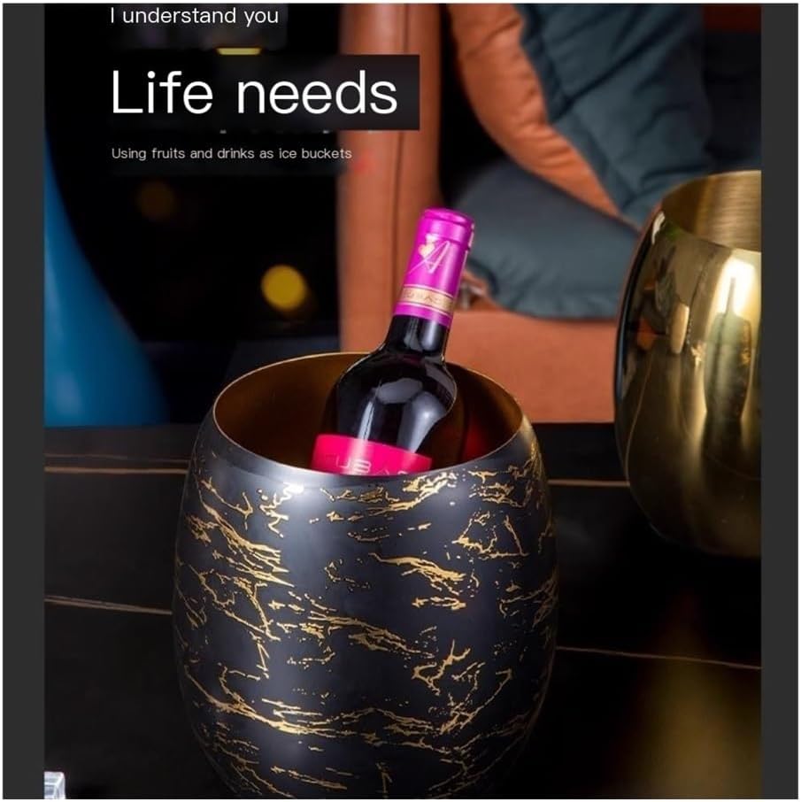 Ice Bucket, Stainless Steel Ice Bucket, Champagne Wine Beer Chilling Bucket Ice Buckets For Parties(White Gold)