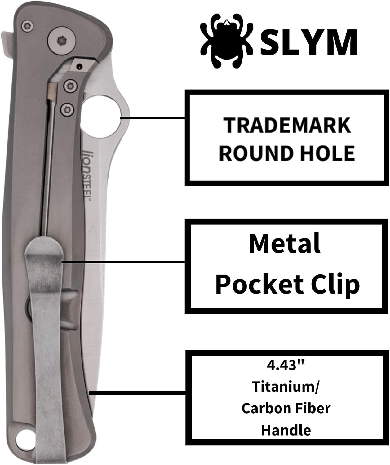 Spyderco Slym Ultralight Folding Knife - M390 Steel Blade with Titanium/Carbon Fiber Handle, R.I.L Lock, PlainEdge - C271TIP