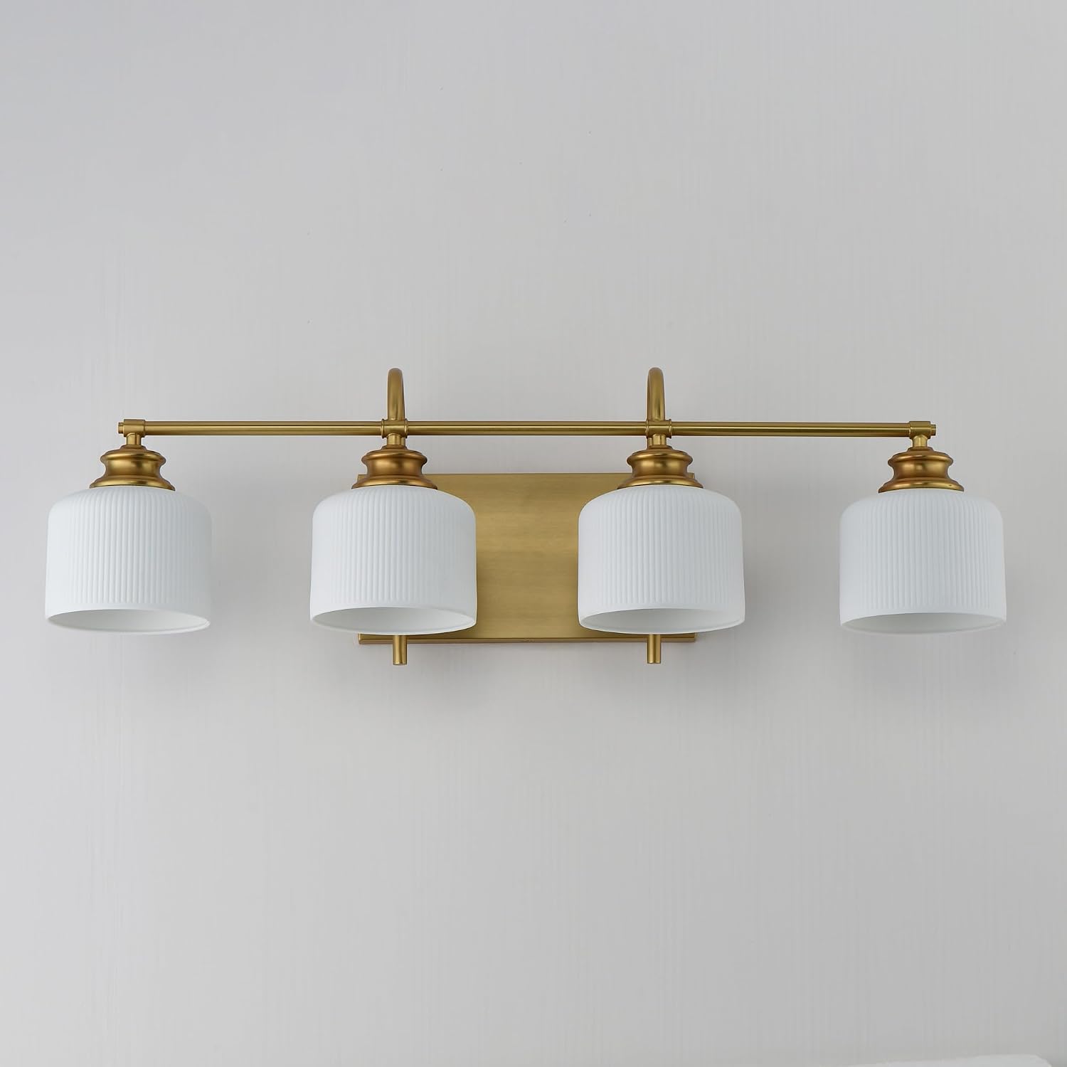 Maxim Lighting Bisque 4-Light Bath Vanity Light | Oil Rubbed Bronze Steel Finish | White Glass Shade | Modern Indoor Light Fixture | Ideal for Bathrooms & Powder Rooms | 21494WTOI