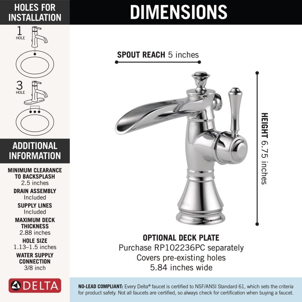 Cassidy Single Handle Centerset Bathroom Faucet with Channel Spout with Metal Pop-Up Drain Finish: Chrome