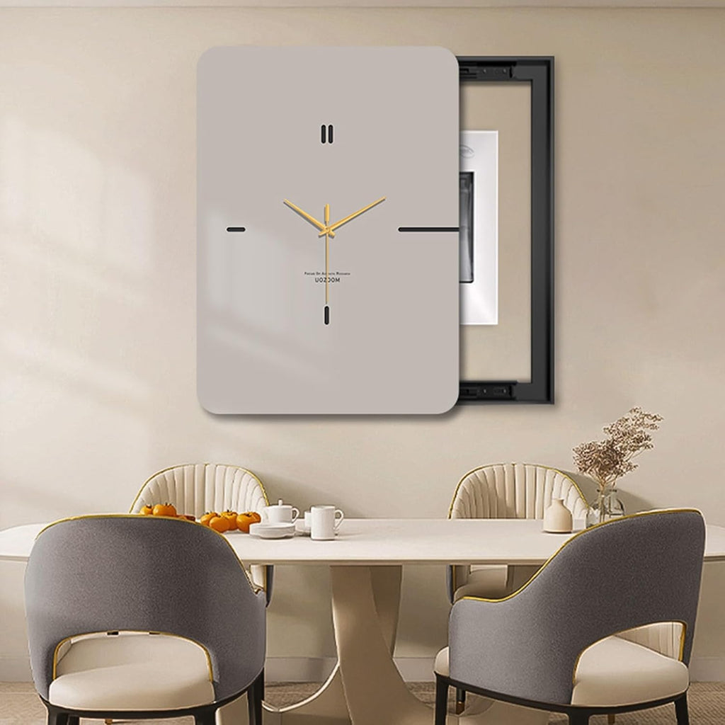 Electrical Panel Cover Vertical Analog Clock Electrical Panel Cover, Stylish Breaker Box Cover for Office/ Restaurant/ Bedroom/ Room Decor, Fuse Box Protective Cover(Deep Coffee,WXH-45 x 55CM-17.7x21.