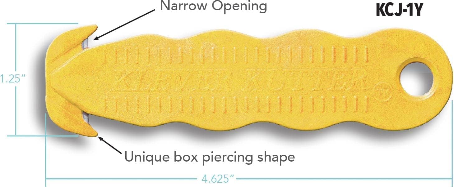 100 Safety Box Cutter Klever Kutter - Safety Package Opener Tool Box Cutter Safex - Utility Cardboard Cutter Value Pack (100, Yellow)