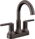Delta Faucet Trinsic Oil Rubbed Bronze Bathroom Faucet, Bathroom Sink Faucet, Centerset, Diamond Seal Technology, Metal Drain Assembly, Venetian Bronze 2559-RBMPU-DST