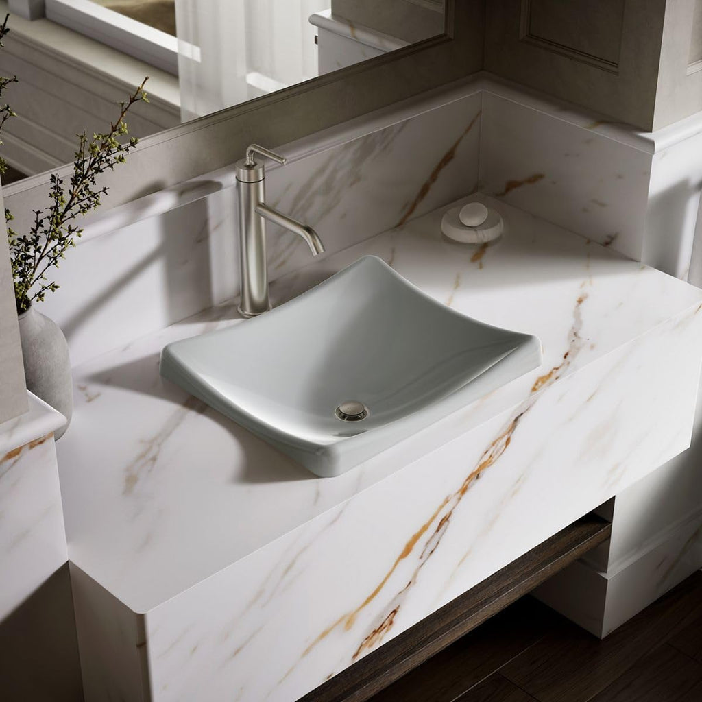 Kohler K-2833-95 DemiLav Rectangular Above-Counter 1 Bowl Bathroom Sink Ice Grey