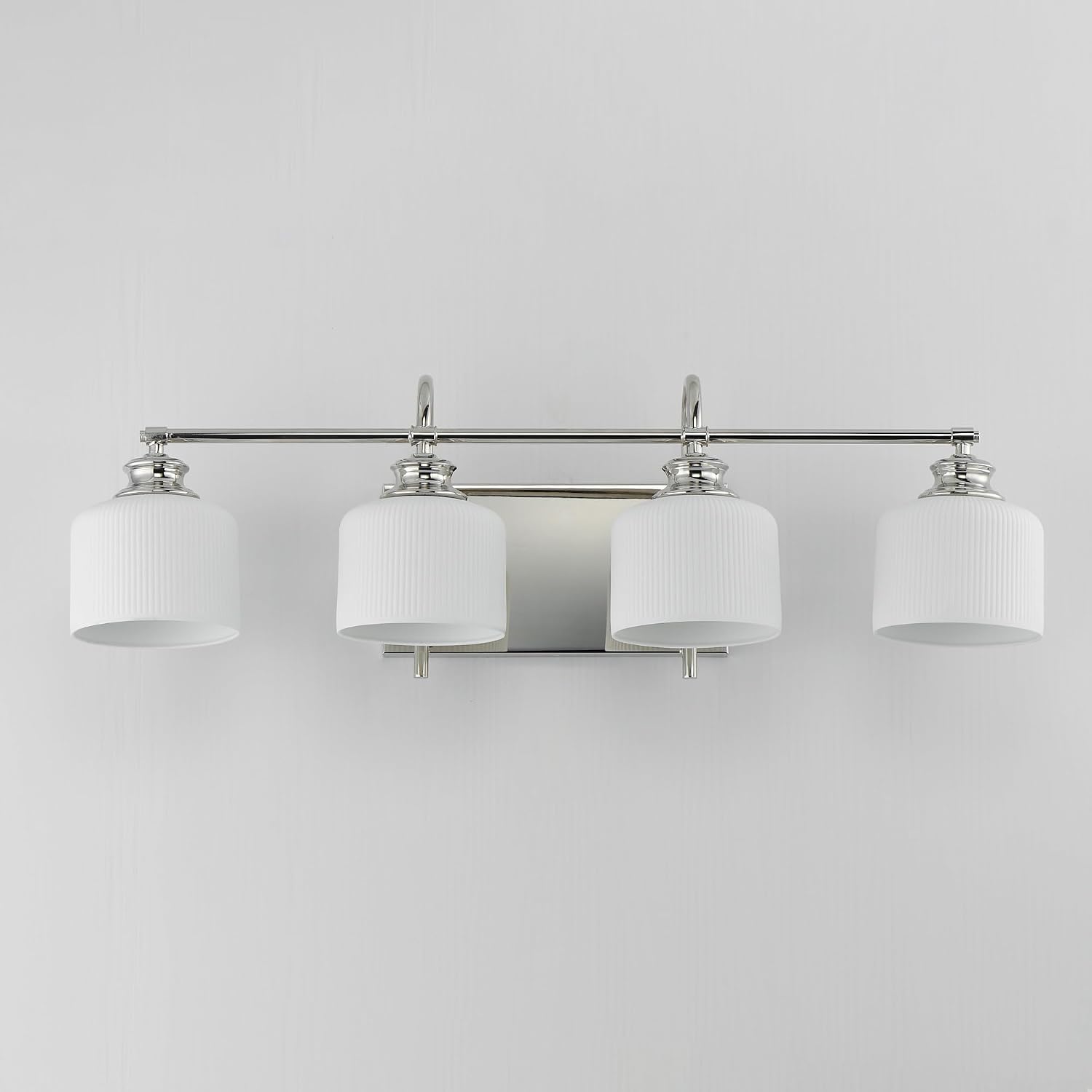 Maxim Lighting Bisque 4-Light Bath Vanity Light | Oil Rubbed Bronze Steel Finish | White Glass Shade | Modern Indoor Light Fixture | Ideal for Bathrooms & Powder Rooms | 21494WTOI