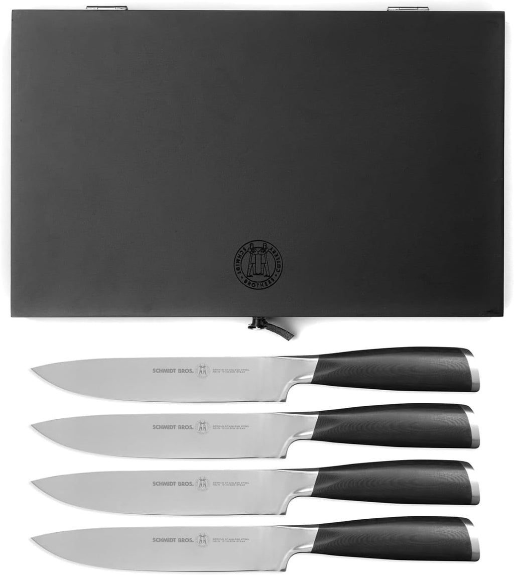 Schmidt Brothers - Heritage 4-Piece Jumbo Steak Knife Set, High-Carbon German Stainless Steel Cutlery
