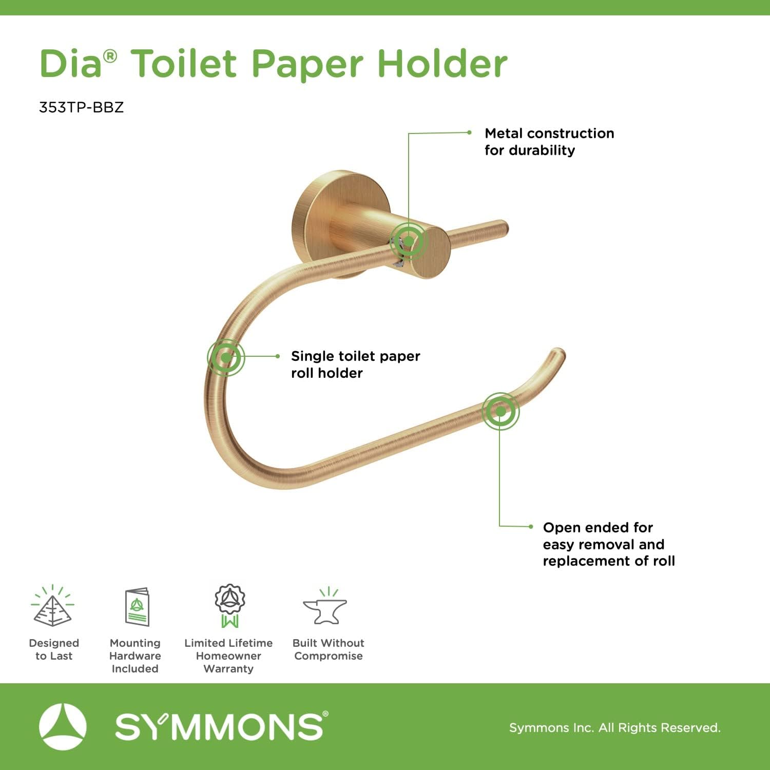 Symmons 35AC4BUNDLEBBZ Bathroom-Hardware, 4 Pieces, Brushed Bronze