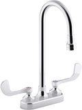 Kohler K-400T70-5ANL-CP 0.5 Gpm Centerset Bathroom Sink Faucet with Laminar Flow, Gooseneck Spout and Wristblade Handles, Drain Not Included, Polished Chrome