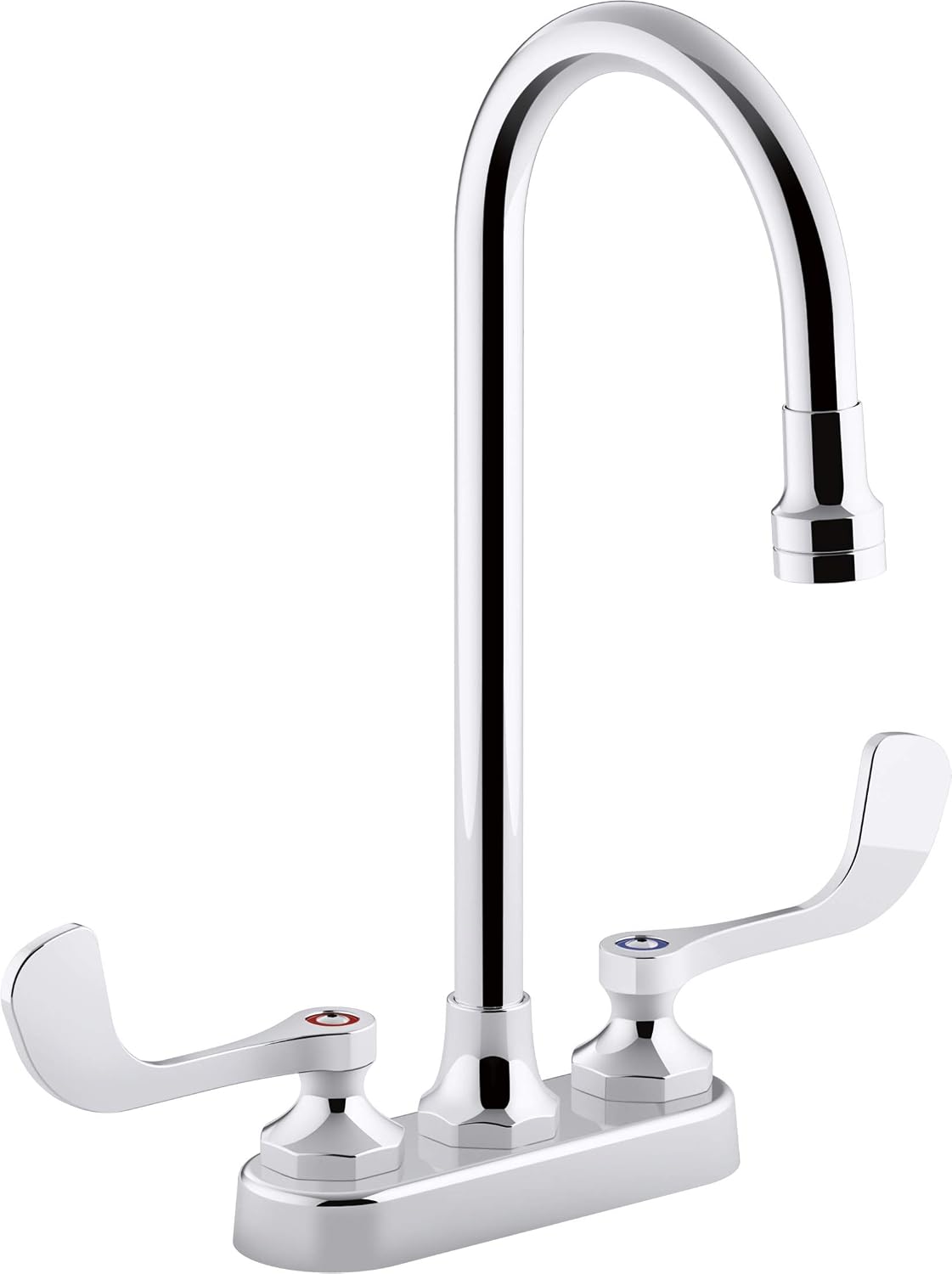 Kohler K-400T70-5ANL-CP 0.5 Gpm Centerset Bathroom Sink Faucet with Laminar Flow, Gooseneck Spout and Wristblade Handles, Drain Not Included, Polished Chrome