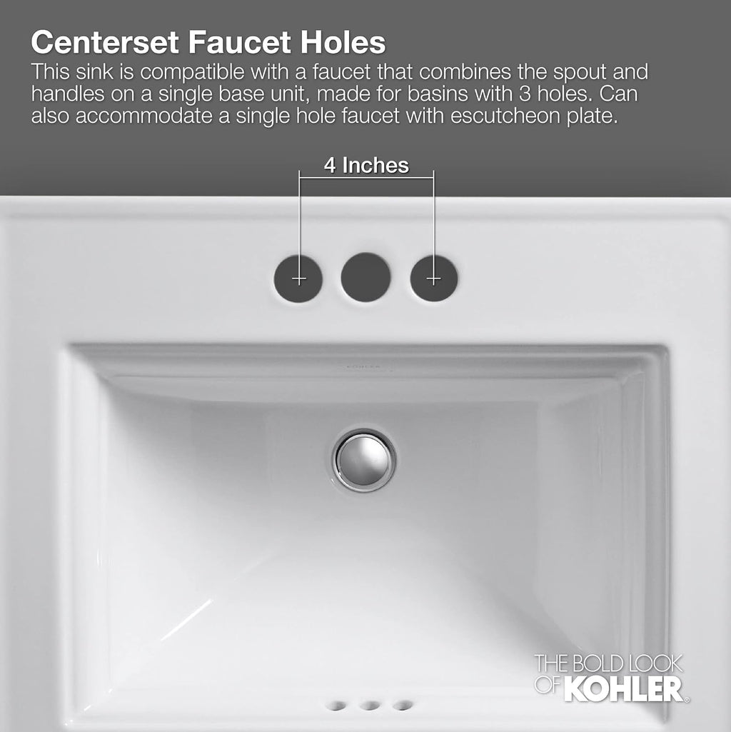 KOHLER Memoirs® Stately Drop-in bathroom sink with 4' centerset