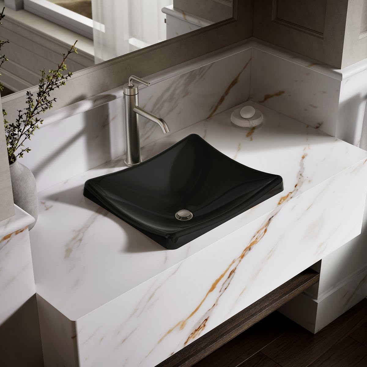 Kohler K-2833-7 DemiLav Above-Counter Single Bowl Bathroom Sink Black Black