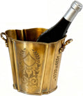 Ice Bucket Brass Carved Ice Bucket with Handles Handmade Vintage Champagne Wine Cooler for Parties