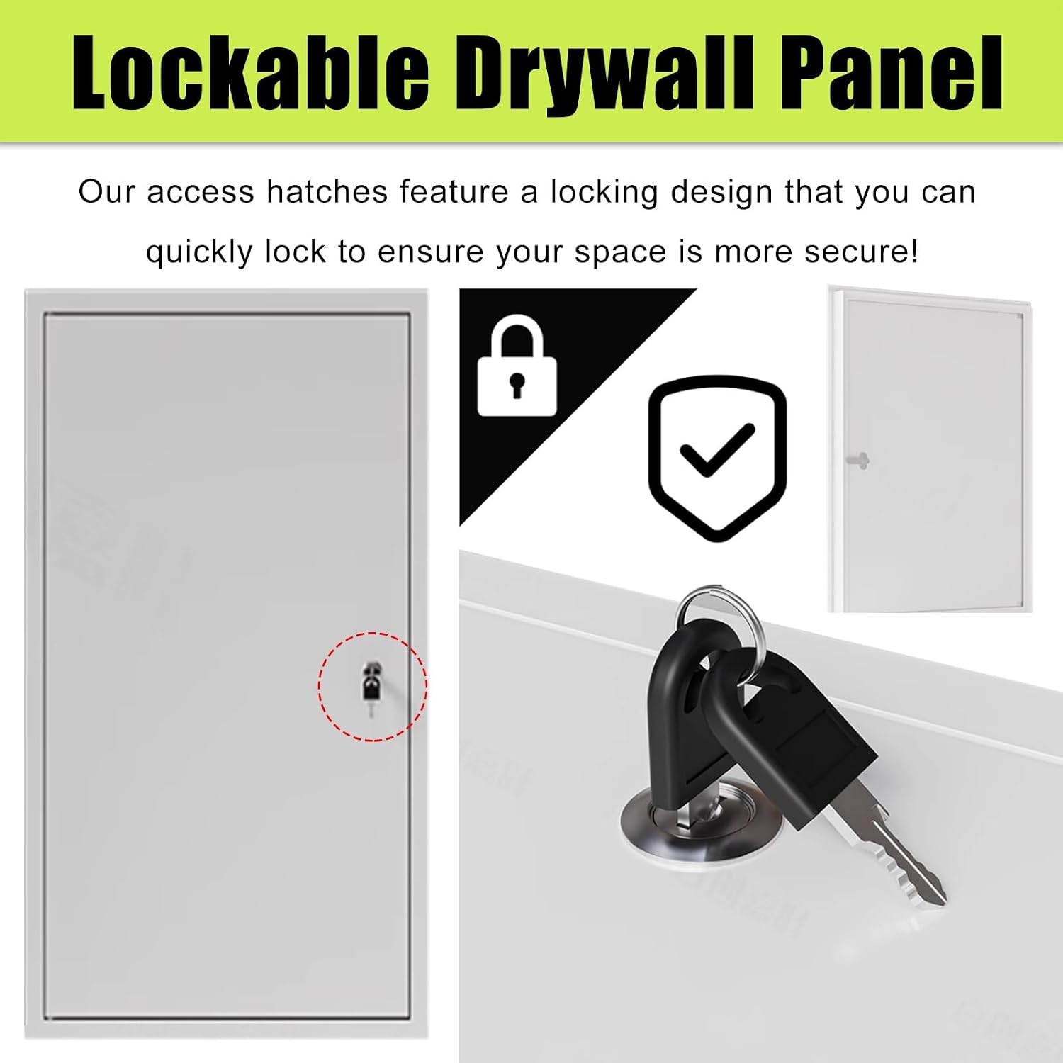 SRNSAEB Recessed Metal Access Panels 20x20 24x28 24x36 32x48 28x32, Fire Rated Attic Access Door/Wall Hatch Cover Plate, Drywall Inspection Panel for Ceilings, Electrical, Plumbing(Black,20'x20')