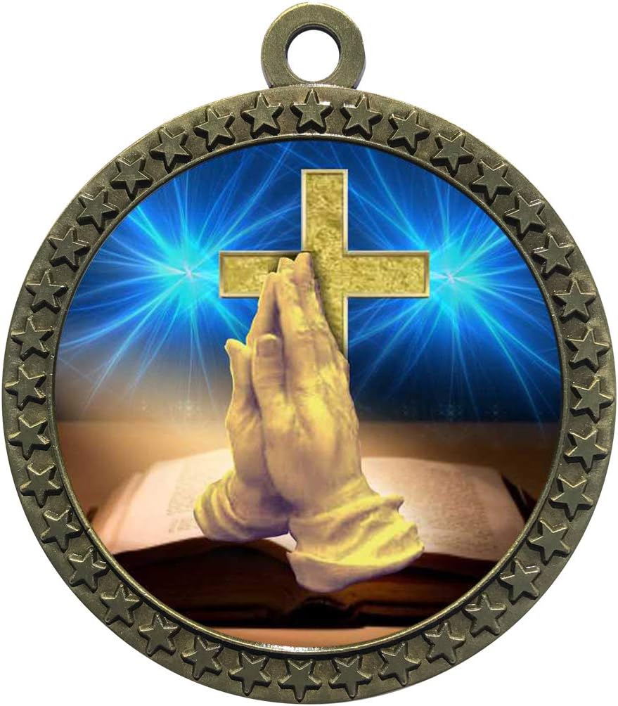 Express Medals 1 to 50 Packs Religious Gold Medal Trophy Award with Neck Ribbon D212-D75