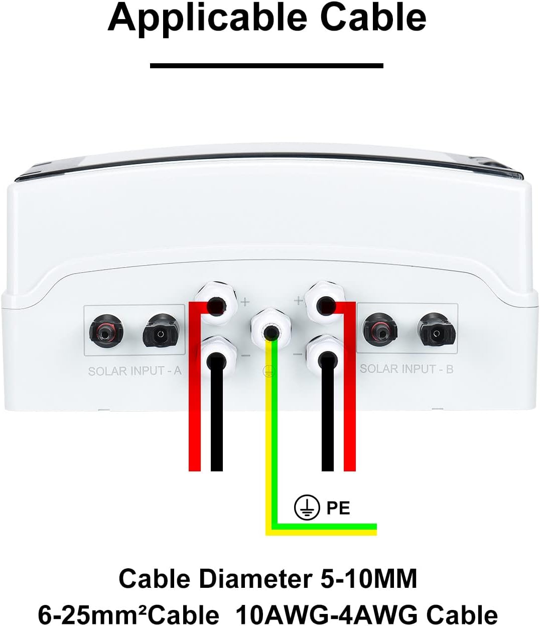 DIHOOL PV Solar Combiner Box for Solar Panels 2 String 25 Amp Junction Box DC500V 25A 2 in 2 Out