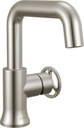 Delta Trinsic U-Spout 1-Hole Bathroom Faucet with Wheel Handle, Brushed Nickel Single Hole Bathroom Sink Faucet, Metal Push-Pop Drain Assembly, Stainless 5547HAR-SS-DST