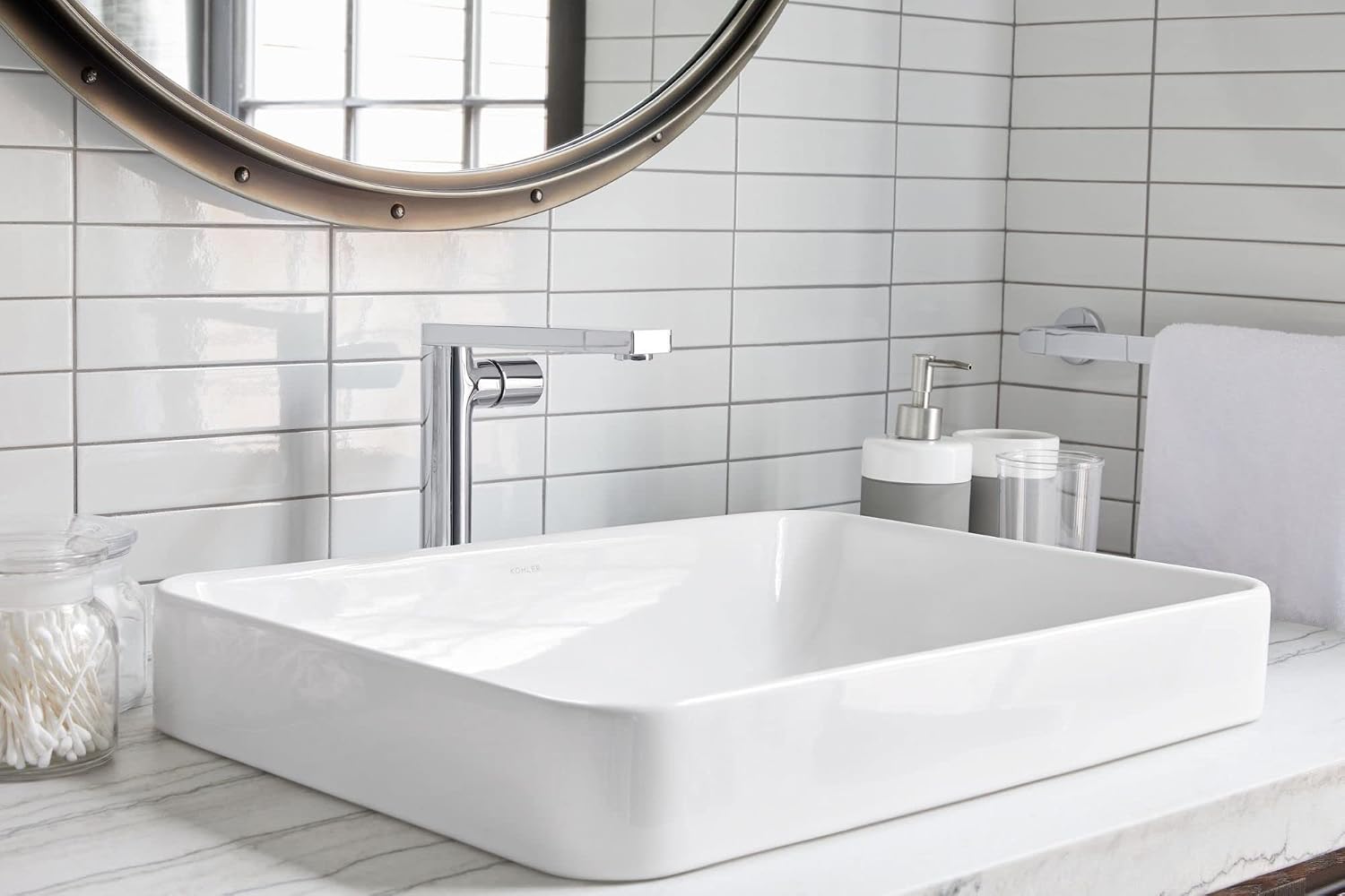 Kohler 5373-96 K-5373-96 Vox Rectangle Vessel Bathroom Sink, Biscuit