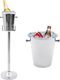 Ice Bucket with Stand Stainless Steel Standing Ice Cube Container, Wine Bucket on Stand Gold Ice Bucket for Party Wine Beer Club Bar