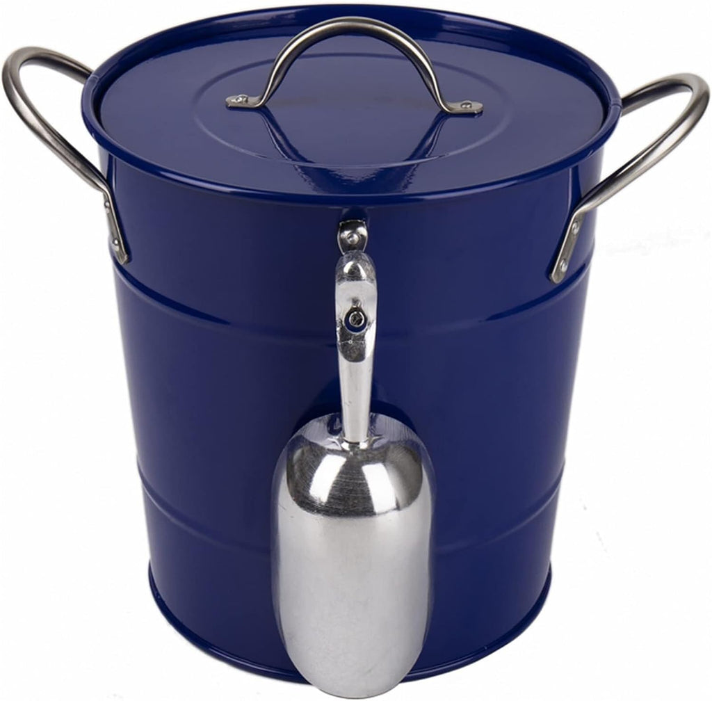Ice Bucket with Lid and Ice Tongs,3.5L Metal Double Wal Ice Bucket with Lid and Scoop,Ice Buckets for Parties,Ice Bucket for Cocktail Bar,Metal Drink Cooler