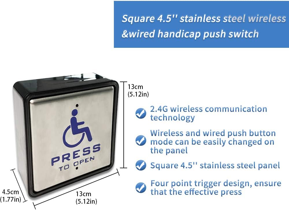 Olideauto Swing Door Operator Automatic for the Disabled,Commercial Smart WiFi Handicap Door Opener Wireless Olide-120B with Wireless Handicap Push Button&Receiver and DC12V 880lbs Electric Strike