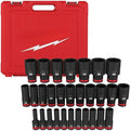 29 PC 49-66-7015 non-slip hex Sockets for Milwaukee 1/2' Drive Metric 6 Point Impact Socket Set with Carrying Case
