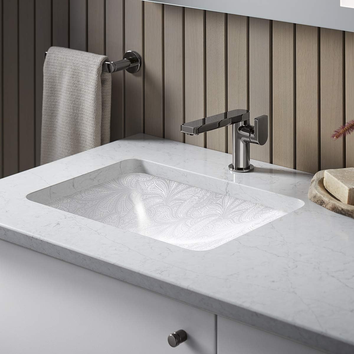 Kohler 29471-FP1-0 Sartorial™ Paisley Caxton Rectangle Undermount bathroom sink