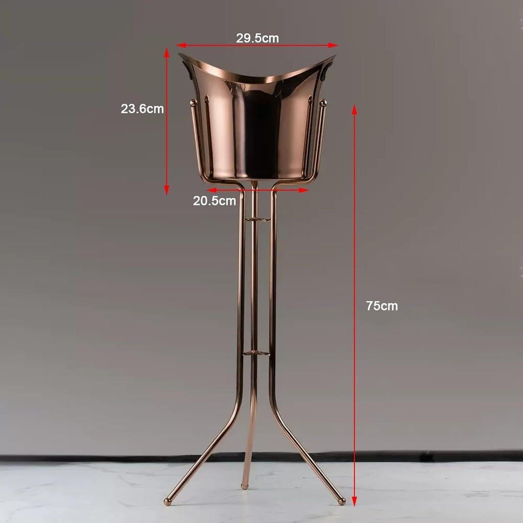 Ice Buckets Stainless Steel Floor-Standing Champagne Bucket Large Ice Bucket Bar Party(Rose Gold)