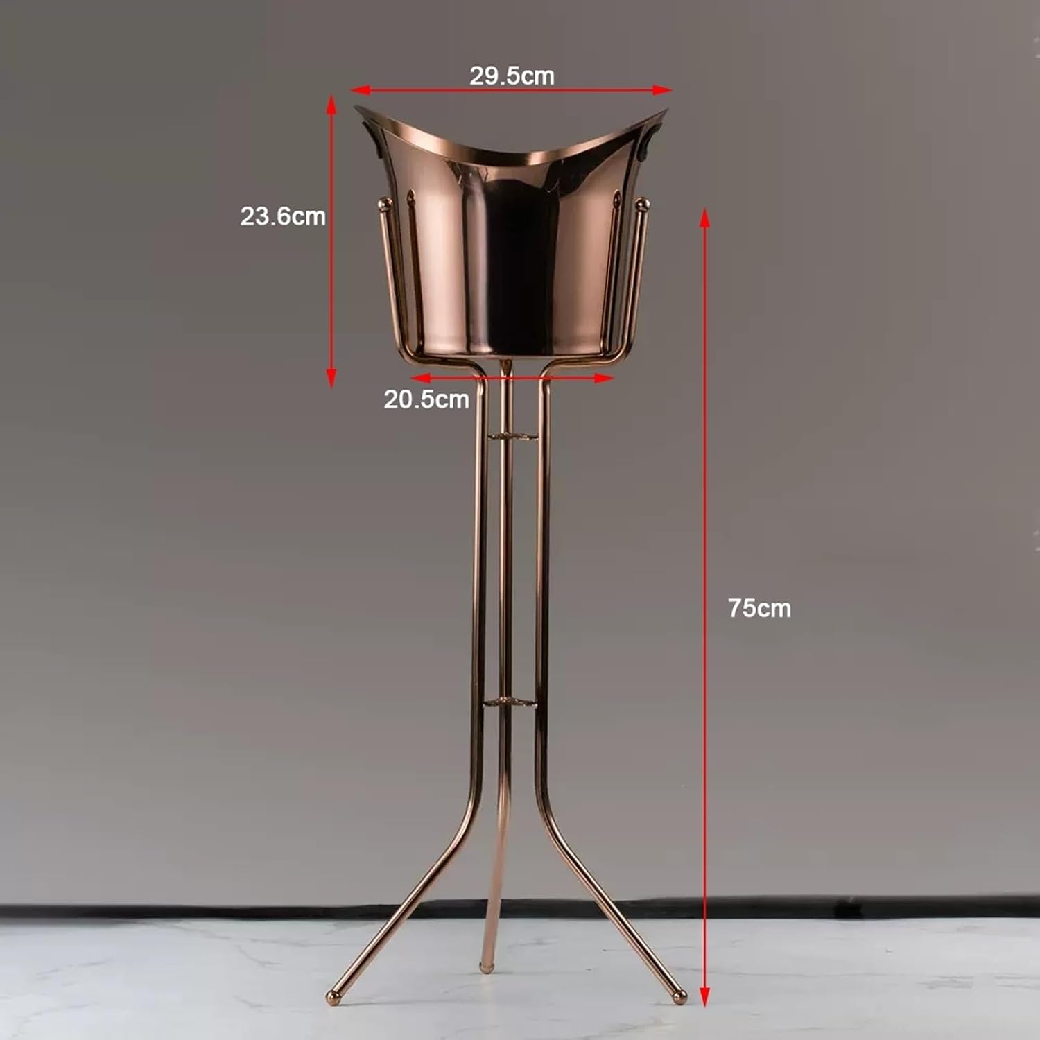 Ice Buckets Stainless Steel Floor-Standing Champagne Bucket Large Ice Bucket Bar Party(Rose Gold)