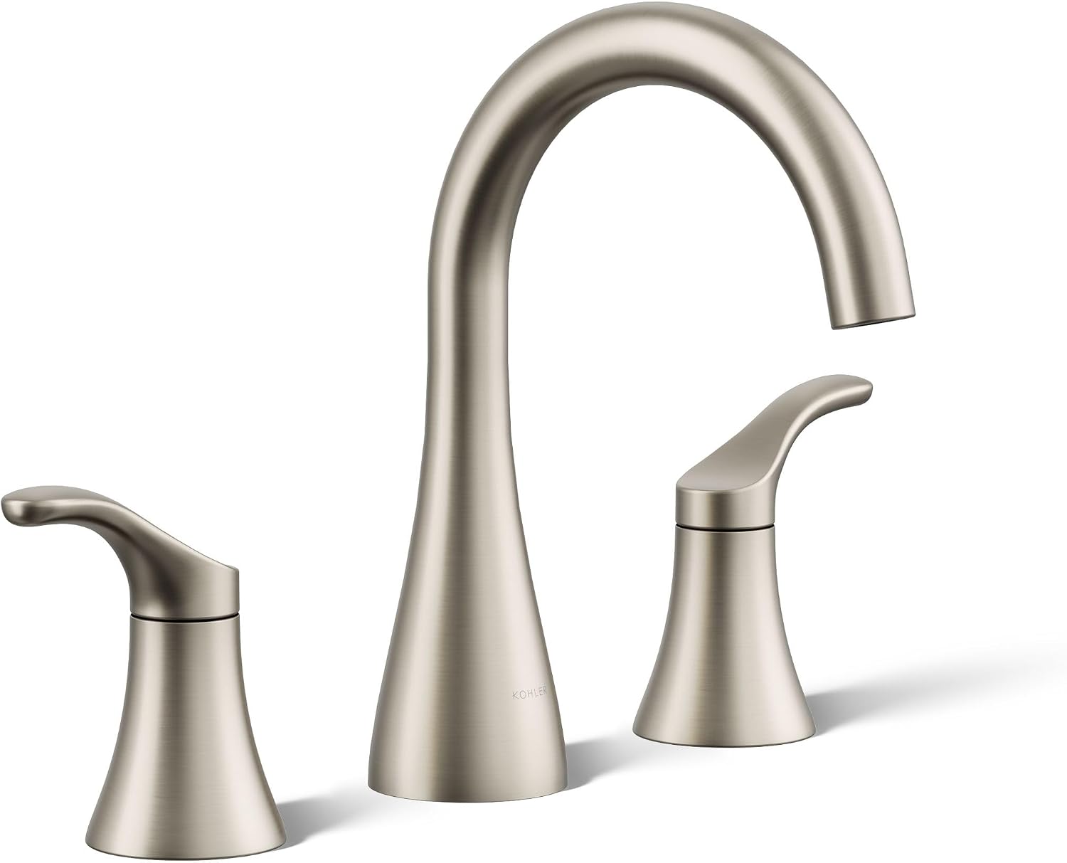 KOHLER K-27390-4-BN Simplice® Widespread Bathroom Sink Faucet, Bathroom Faucets with Two Lever Handles and Clicker Drain, 1.2 GPM, Vibrant Brushed Nickel