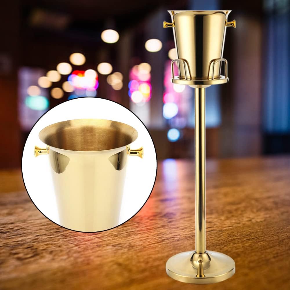 Wine Bucket on Stand Gold Champagne Ice Bucket for Party Wine Beer KTV Club