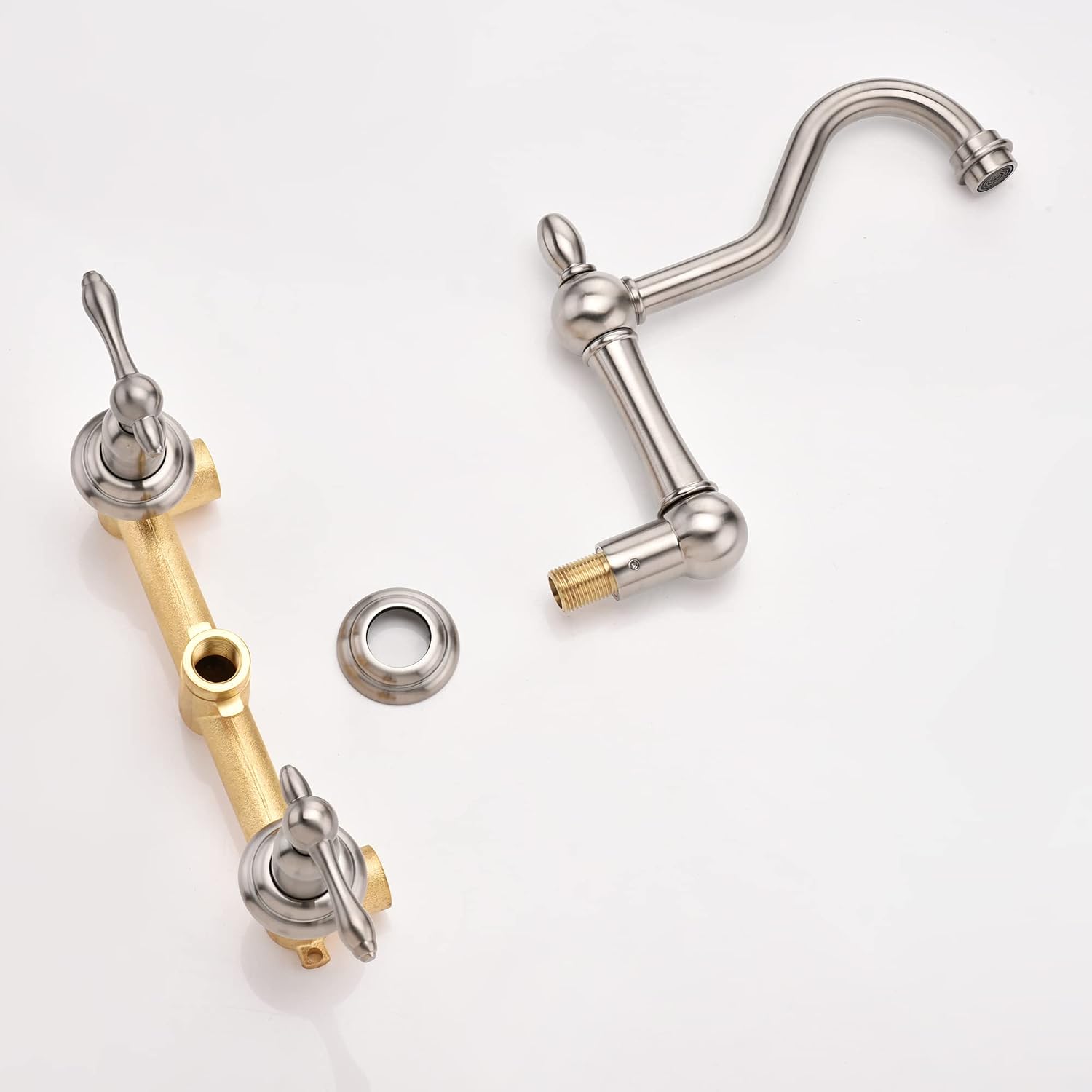 sumerain Wall Mount Bathtub Faucet Brushed Nickel Tub Filler, 8 Inches Center