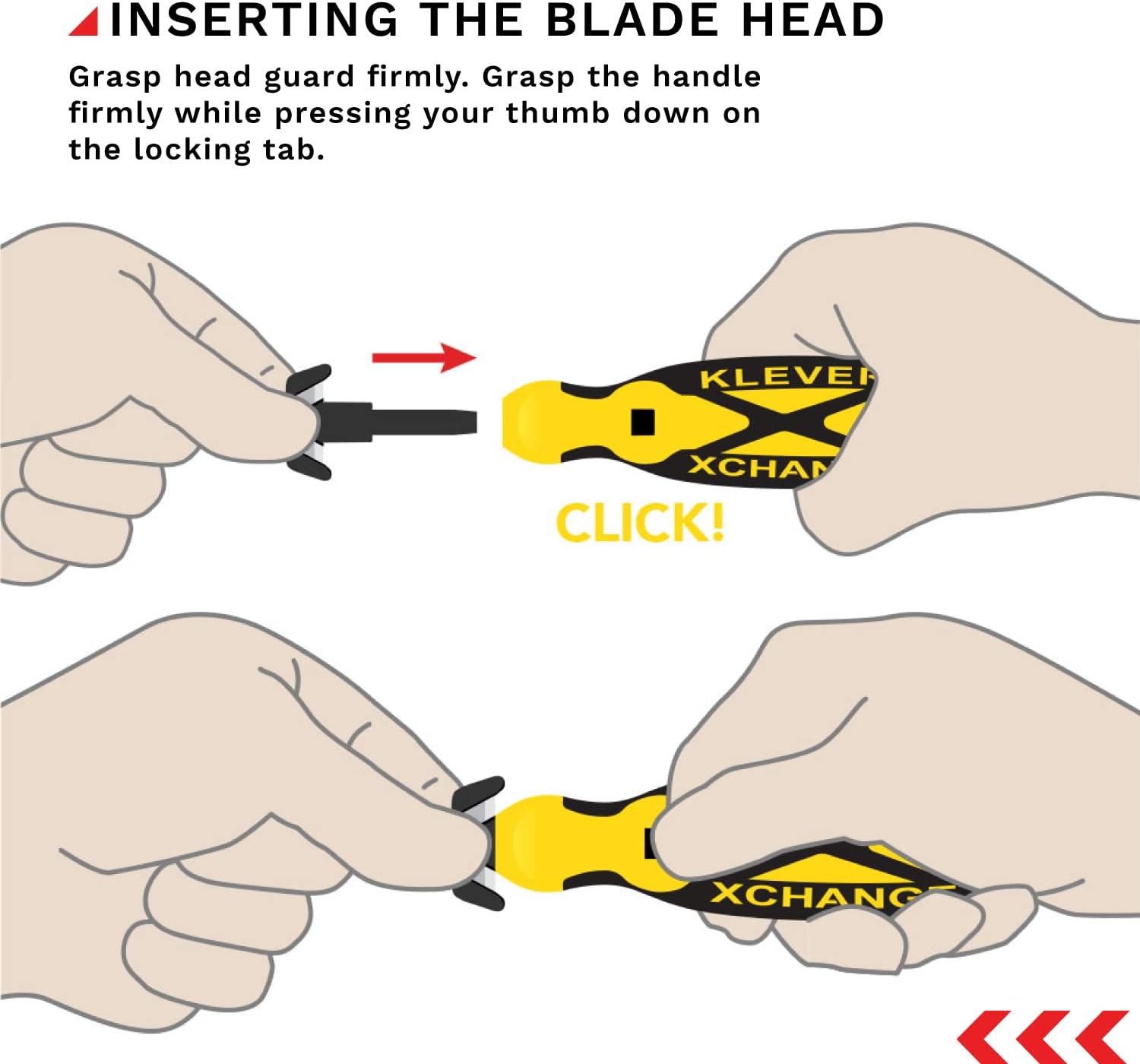 Klever Replacement Head Kurve, All-Metal Blade Head, Interchangeable, quick-change, snap-in blade heads for use with the Klever XChange lines of safety cutters, 100/pk (KCJ-XH-40)