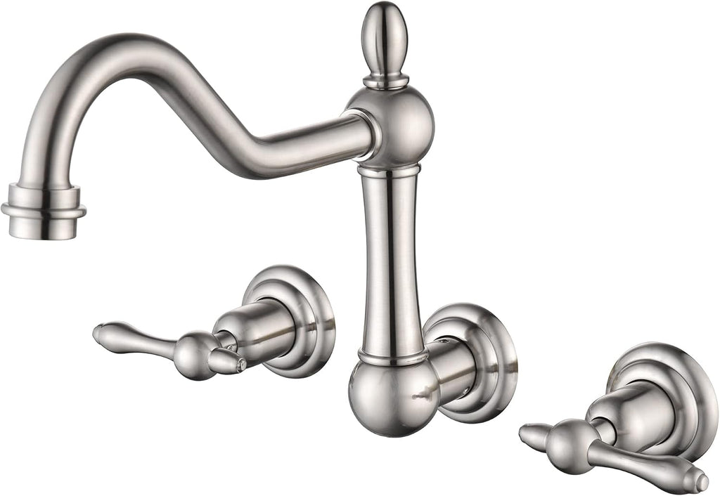 sumerain Wall Mount Bathtub Faucet Brushed Nickel Tub Filler, 8 Inches Center