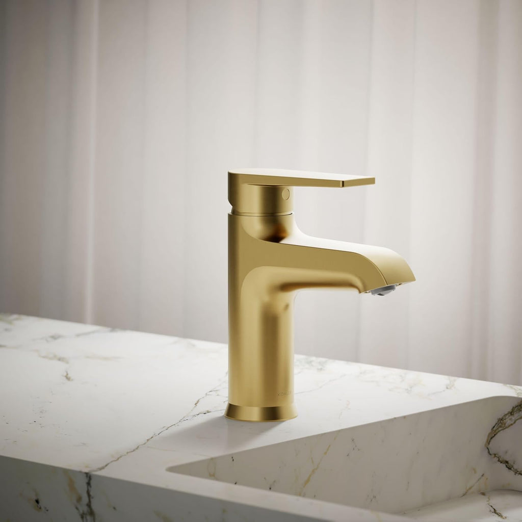 KOHLER K-37894-4-2MB Hint® Centerset Bathroom Sink Faucet, Bathroom Faucets for Sink 3-Hole, 1.2 GPM, Vibrant Brushed Moderne Brass