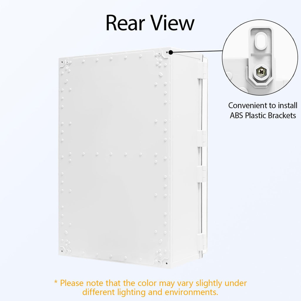 Electrical Box, IP65 Waterproof Dustproof ABS Plastic Enclosure, Outdoor and Indoor Project Box Hinged Clear Cover with Mounting Plate Wall Brackets,Outer Dimension 23.6'x 15.7' x 8.7', Grey