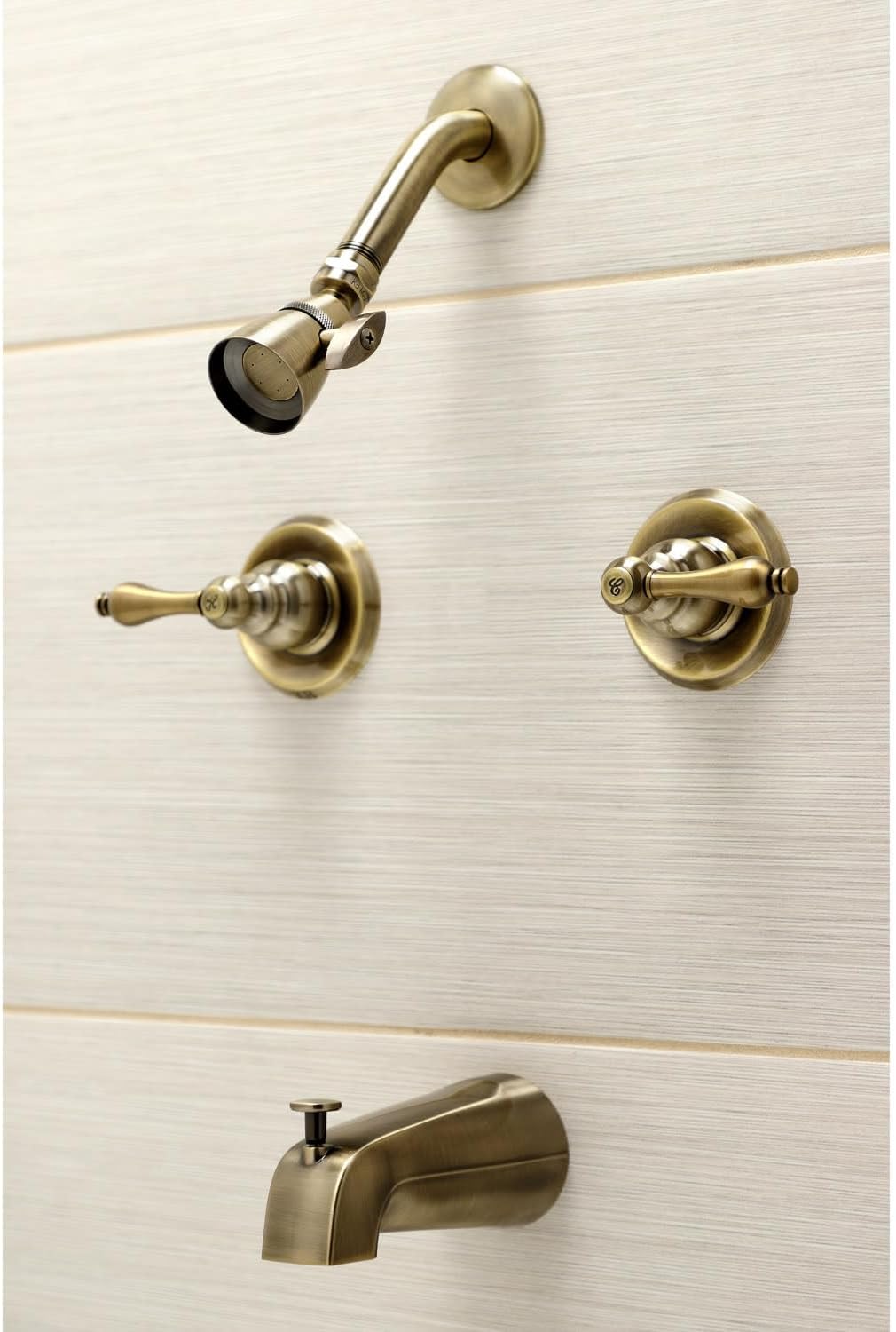 Kingston Brass KB243ALAB Victorian Double-Handle Tub and Shower Faucet in Antique Brass