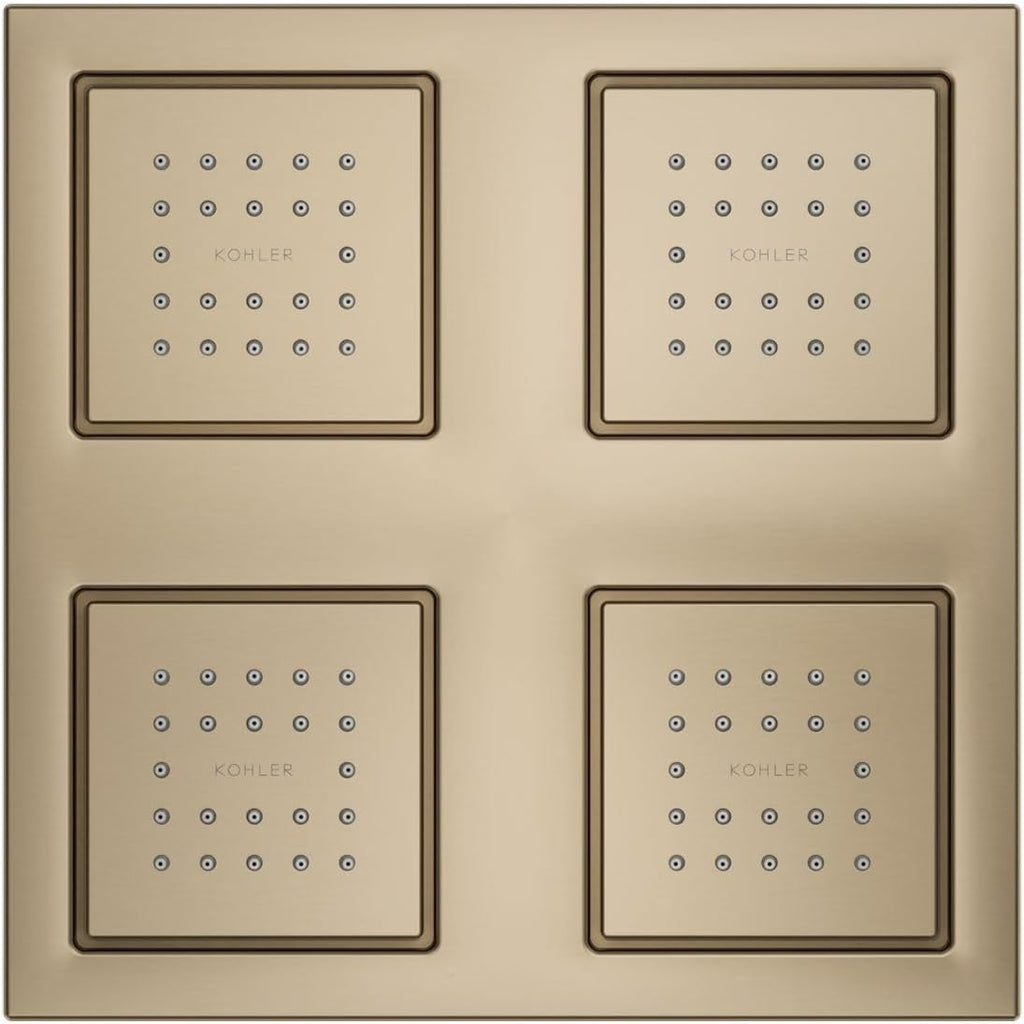 Kohler 98740-BV WaterTile® Rain Overhead shower panel with four 22-nozzle sprayheads, Vibrant Brushed Bronze