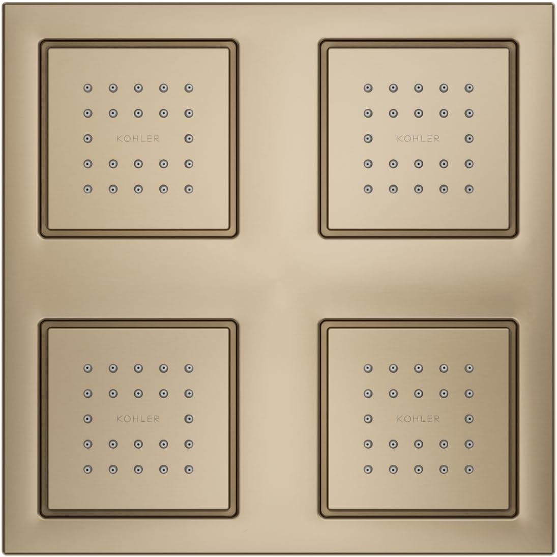 Kohler 98740-BV WaterTile® Rain Overhead shower panel with four 22-nozzle sprayheads, Vibrant Brushed Bronze