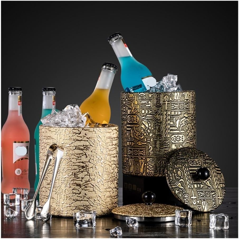 Iice Bucket, Stainless Steel Ice Bucket Filling, Ice Storage Bucket,Ice Bucket for Parties(Brown Gold)
