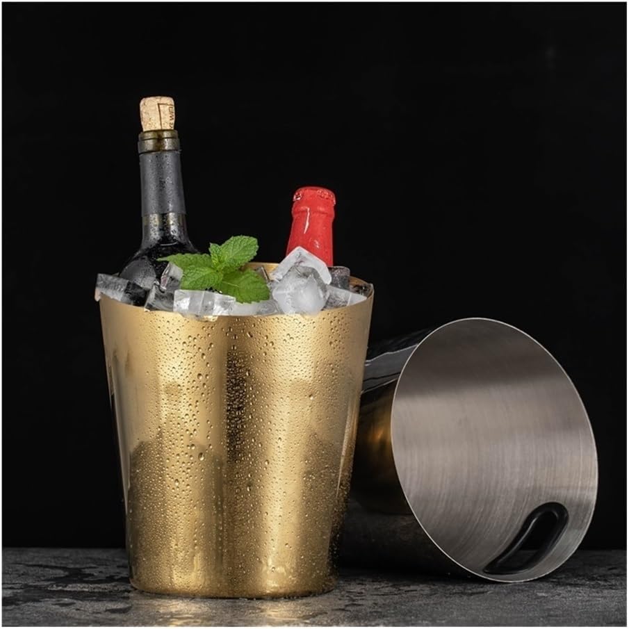 Ice Bucket, Champagne Bucket Beveled Ice Bucket Stainless Steel Ice Bucket Home Wine Ice Wine Bucket Bar Fashion Ice Bucket Ice Buckets for Parties(Silver)