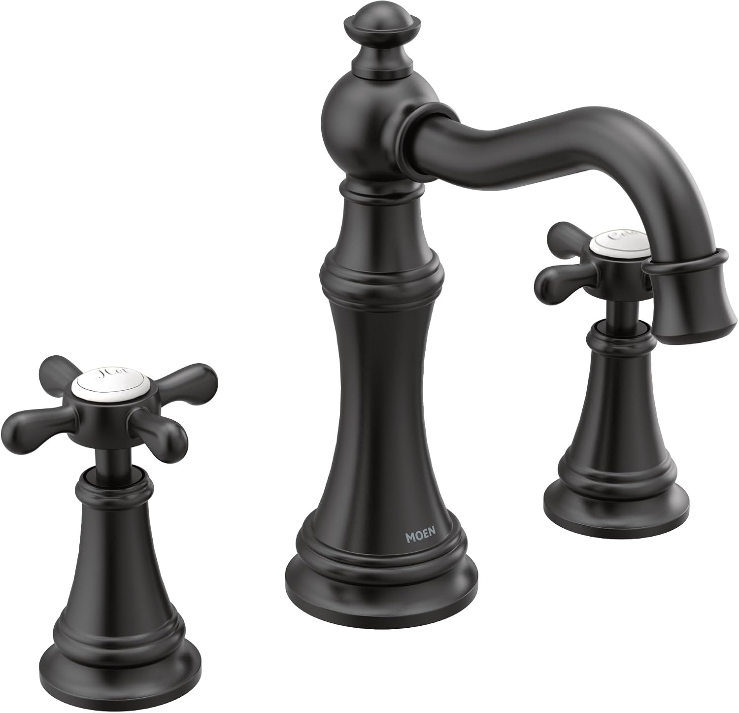 Moen Weymouth Matte Black Two-Handle Widespread Cross Handle Bathroom Faucet Trim Kit, Valve Included, TVS42114BL