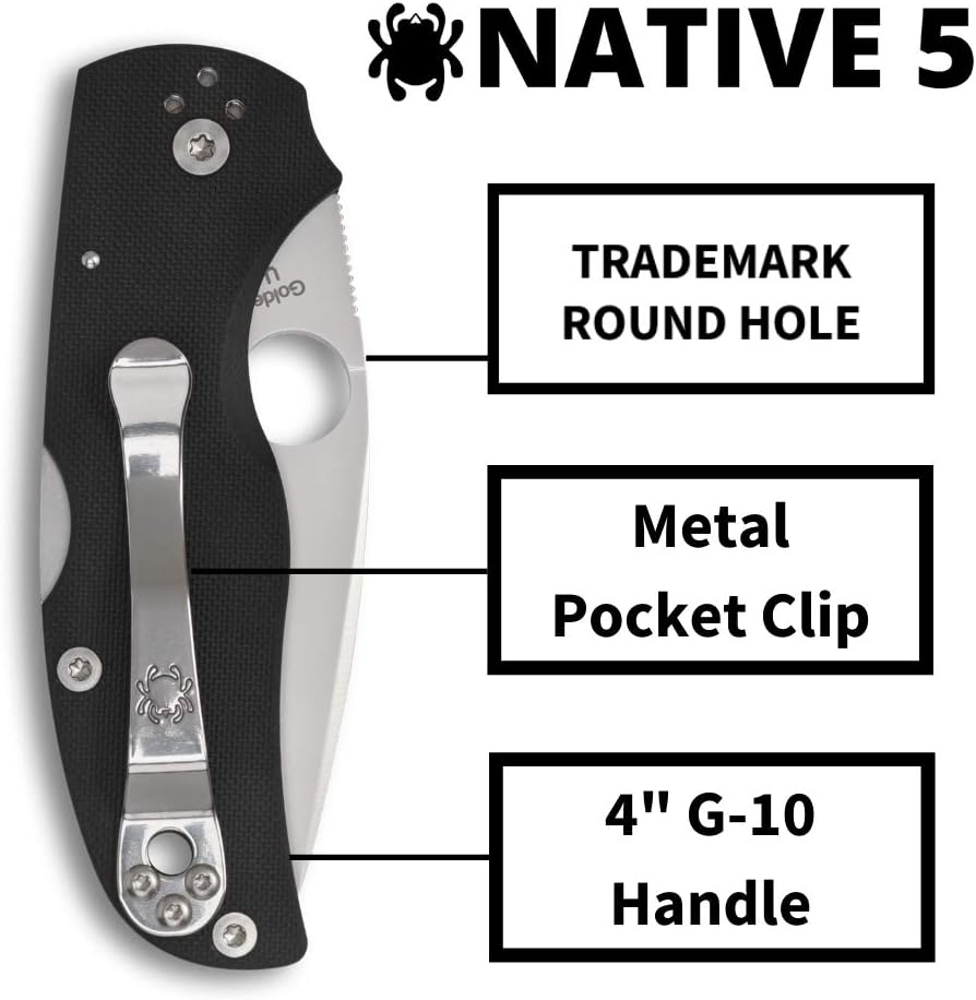 Spyderco Native 5 Signature Knife with 2.95' CPM S30V Steel Blade and Black G-10 Handle - PlainEdge - C41GP5