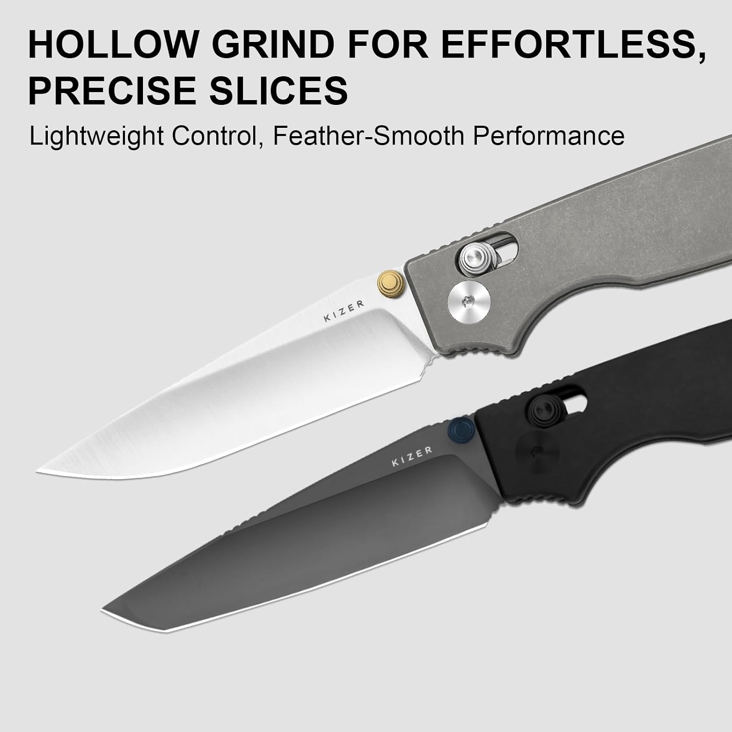 Kizer Original 2 EDC Pocket Knife, 3.17' S45VN Modified Drop Point Folding Knife with Titanium Handle, Thumb Stud Opener Clutch Lock, for Camping Hiking Fishing Ki3605.2MA1