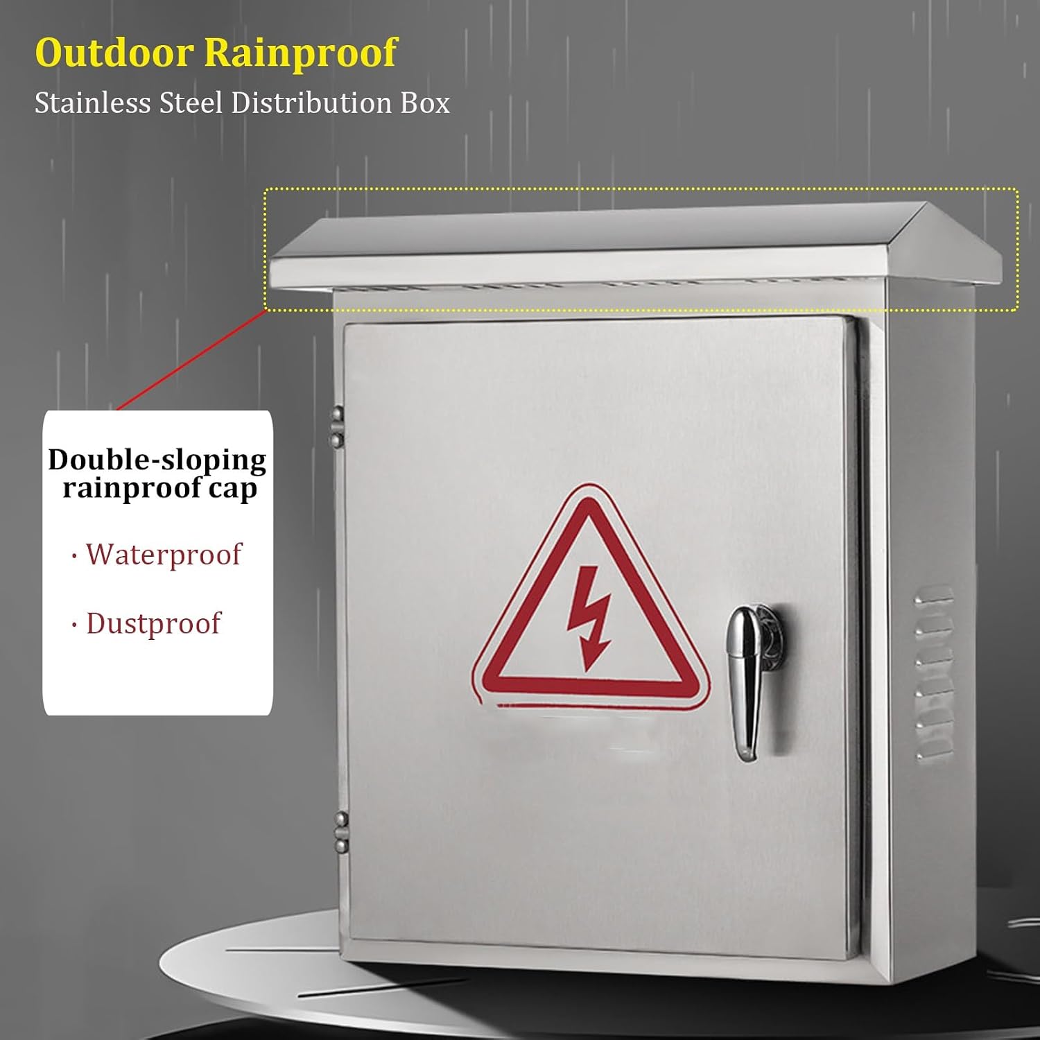 Steel Electrical Enclosure Box, Weatherproof Enclosure with Triple Hinges & Lock, Power Distribution Box with Mounting Plate, Wall Mounted Electrical Junction Box(19.7x15.7x9.8 in)