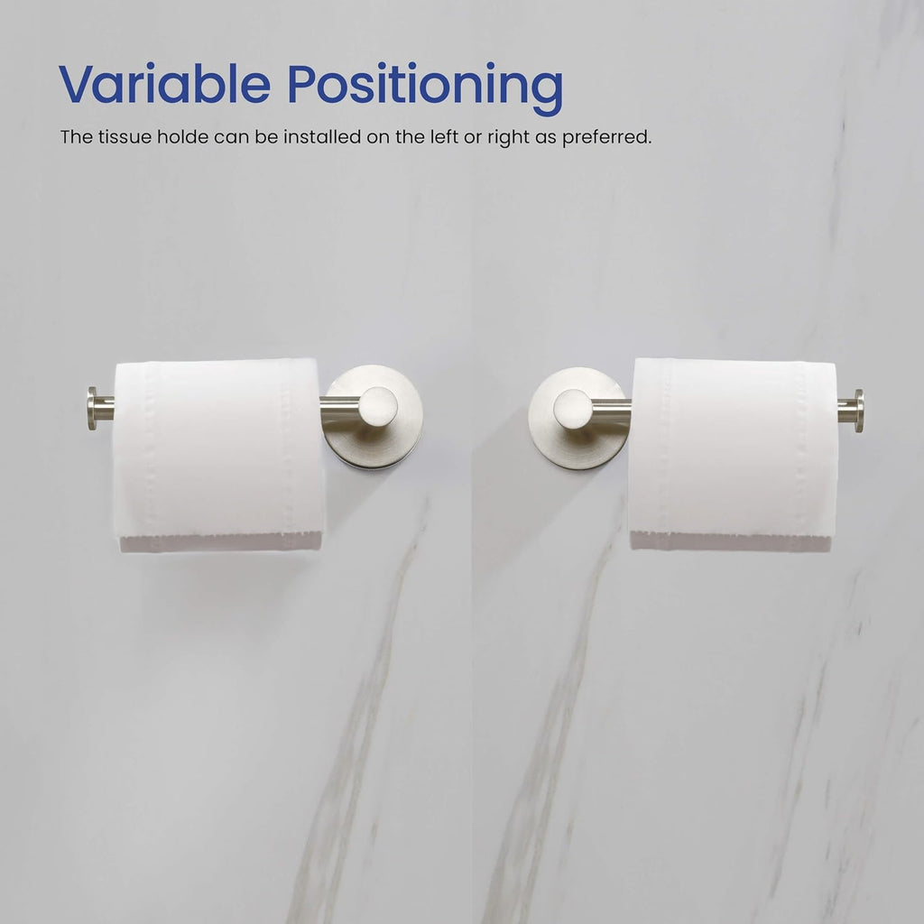 KIBI Circular 5-Piece Bathroom Hardware Set – 24 Inch Towel Bar, Towel Ring, Toilet Paper Holder & 2 Robe Hooks – Wall Mounted Solid Brass Bathroom Accessories – Brushed Nickel